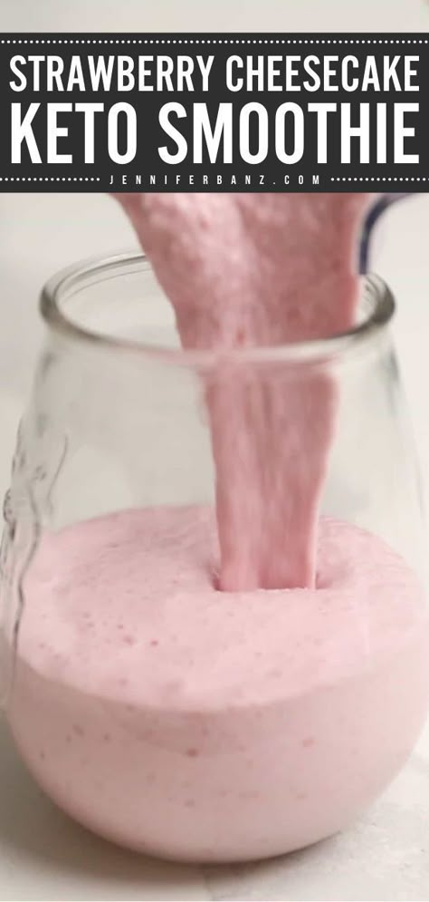 An easy breakfast recipe with only 4 ingredients! This low-carb smoothie will become one of your favorite drinks to make at home. Packed with strawberry cheesecake flavor, this keto smoothie is the best way to start the day! Great as a snack idea, too! Summer Keto Recipes, Strawberry Cheesecake Smoothie, Sugar Free Strawberry Cheesecake, Keto Strawberry Cheesecake, Keto Breakfast Smoothie, Cheesecake Smoothie, Meal Planner Printable Free, Keto Breakfast Ideas, Keto Smoothie Recipes