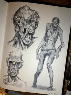 Zombie Poses Drawing, Zombie Pose Reference, Zombie Pose, Taran Fiddler, Inktober Sketches, Zombie Drawings, Zombie Cartoon, Zombie Wallpaper, Zombie Illustration