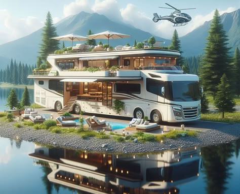 Does the perfect RV exist? Ultimately, the pursuit of the perfect RV is a journey riddled with sacrifices and compromises. Rv Concept Design, Rv Home, Big Rv Luxury Rv, Futuristic Van Design, Luxury Bus Most Expensive, Luxury Rv Resorts, Old School Bus, Rv Motorhomes, Luxury Bus