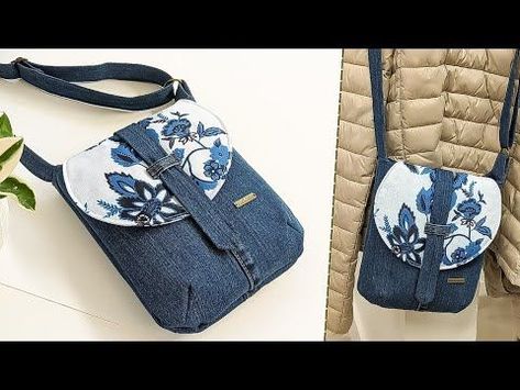 Denim Purse Diy, Diy Jean Purse, Old Jeans Bag, Jeans Bag Tutorial, Recycled Denim Projects, Diy Jeans Bag Tutorial, Crossbody Bag Tutorial, Diy Bags Tutorial, Bag From Old Jeans