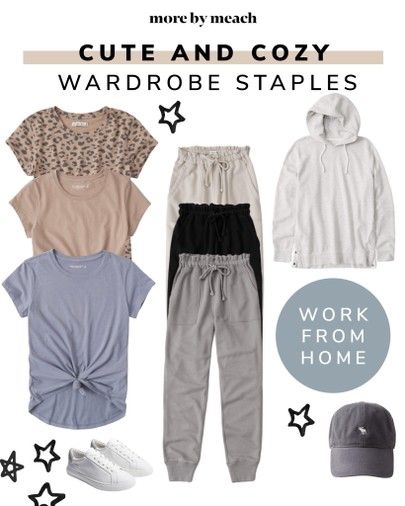 Work From Home Capsule Wardrobe, Cozy Cute Outfits, Sporty Mom Outfits, Wfh Wardrobe, Mix And Match Wardrobe, Chic Mom Outfits, Work From Home Outfit Ideas, Stylish Mom Outfits, Sporty Mom