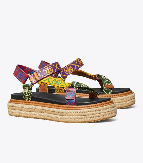 T Monogram Rope Sport Sandal: Women's Designer Espadrilles | Tory Burch Hippie Backpack, Designer Espadrilles, T Monogram, Soft Sandals, Miller Sandal, Tory Burch Sandals, Gorgeous Shoes, Sport Sandals, Footwear Design Women