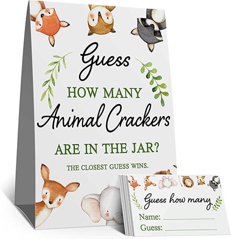 Woodland Baby Shower Theme Decorations, Baby Shower Card Box, Woodland Theme Baby, Woodland Creatures Baby Shower, Funny Party Games, Woodland Baby Shower Decorations, Baby Shower Woodland Theme, Woodland Baby Shower Invitations, Animal Crackers