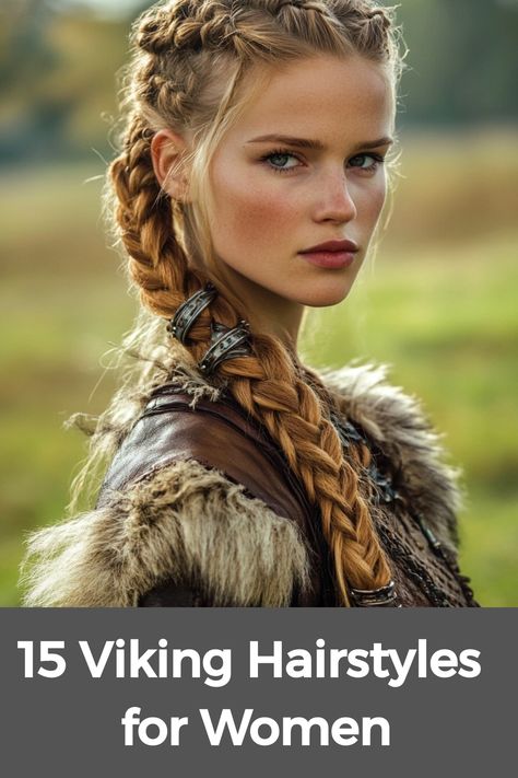 Discover a variety of Viking hairstyles for women that blend practicality with style. Short hair can be elevated with simple braids or twists for a touch of Viking inspiration. If you have medium or shoulder-length hair, explore braided half-updos or loose waves paired with delicate braids - ideal for formal events like weddings. These effortless styles not only pay tribute to Viking heritage but also seamlessly fit modern fashion aesthetics. Experiment with these bold and distinctive looks to s Nordic Women Hairstyles, Half Braid Short Hair, Wedding Hairstyles Viking Braids, Elven Braids, Irish Braids, Viking Woman Hair, Female Viking Hair, Native Braids, Braided Hairstyles For White Women