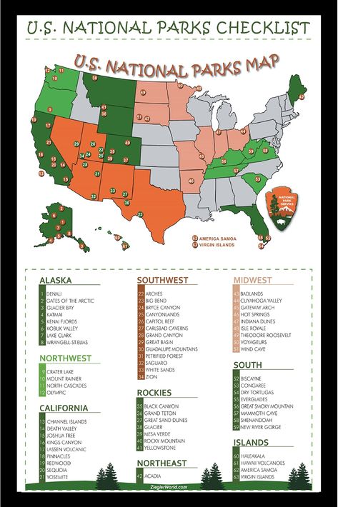 US National Parks Poster Checklist & Color Map - Ultimate list of 63 Parks Framed Art: Amazon.com: Office Products National Parks List, Us National Parks List, Camping Checklist Family, South Dakota Road Trip, Survival Skills Emergency Preparedness, National Park Map, Makeup Images, Camping List, Places In America