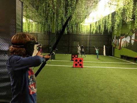 Archery Range Indoor, Indoor Archery Range Home, Indoor Archery Range, Archery Tag, Archery Games, Indoor Shooting Range, Archery Range, Dream Gym, Sport School