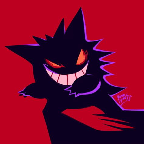 "On the night of the full moon, if shadows move on their own and laugh, it must be Gengar's doing." ~ LeafGreen  (Ko-fi) Gengar And Clefairy Matching Pfp, Gengar Fanart, Gengar Art, Ghost Type Pokemon, Gengar Pokemon, Ghost Pokemon, Ghost Type, Pokemon Tattoo, Pokemon Images