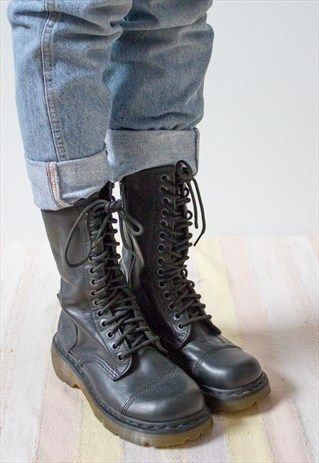 Vintage+Dr+Martens+Black+Leather+Zip+Up+Boots+UK+5 Doc Martens Reference, Old Doc Martens, Black Boots Aesthetic, Vintage Combat Boots, Steampunk Boots, Doc Marten Boot, Vintage Dr Martens, Zip Up Boots, Dr Martens Black