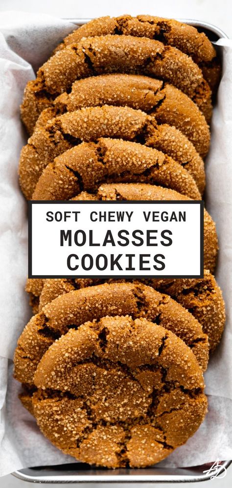 Molasses Cookies Chewy, One Cookie Recipe, Vegan Molasses Cookies, Soft Molasses Cookies, Gluten Free Christmas Desserts, Vegan Thanksgiving Dessert, Vegan Christmas Desserts, Christmas Desserts Kids, Vegan Tarts