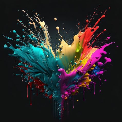 A colorful splash of paint is shown with... | Premium Photo #Freepik #photo #paint #paints #paint-splatter #chromatic Splashes Of Color, Splash Paint Background, Neon Splatter Paint, Male Runway, Splashed Paint, Paint Spill, Splash Of Paint, Paint Splotches, Splash Painting