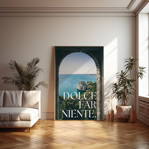 Dolce Far Niente Poster, Italian Aesthetic Digital Download Print, Typography Trendy Print, Retro Quote Wall Art, Vintage Wall Art Decor Apartment Wall Art, Dolce Far Niente, Italian Posters, Retro Quotes, Italian Aesthetic, Maximalist Wall Art, Italy Wall Art, Print Typography, Girly Wall Art