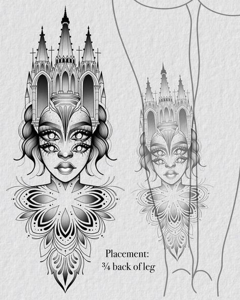 Lady Head Tattoo Design, Lady Head Tattoo, Head Tattoo Design, Head Tattoo, Fairy Tattoo, Line Work Tattoo, Dot Work Tattoo, Head Tattoos, Dark Tattoo