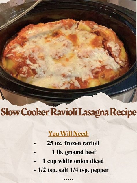 Slow Cooker Ravioli Lasagna, Ravioli Lasagna Recipe, Slow Cooker Ravioli, Crockpot Ravioli, Ravioli Lasagna, Recipes Slow Cooker, Italian Comfort Food, Comfort Dishes, Easy Slow Cooker Recipes