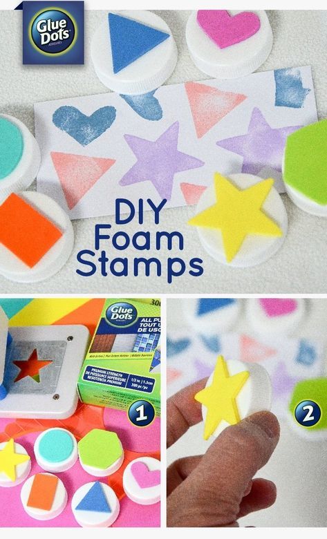 Foam Shapes Crafts Ideas, How To Make Foam, Make Your Own Stamp, Kids Stamps, Plastic Bottle Caps, Foam Stamps, Summer Craft, Diy Stamp, Diy Journal