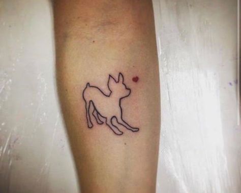 Pincher Dog, Chihuahua Tattoo, Small Dog Tattoos, Animal Tattoo Ideas, Mini Pinscher, B Tattoo, Tattoo Outline, Elegant Tattoos, Dog Tattoo