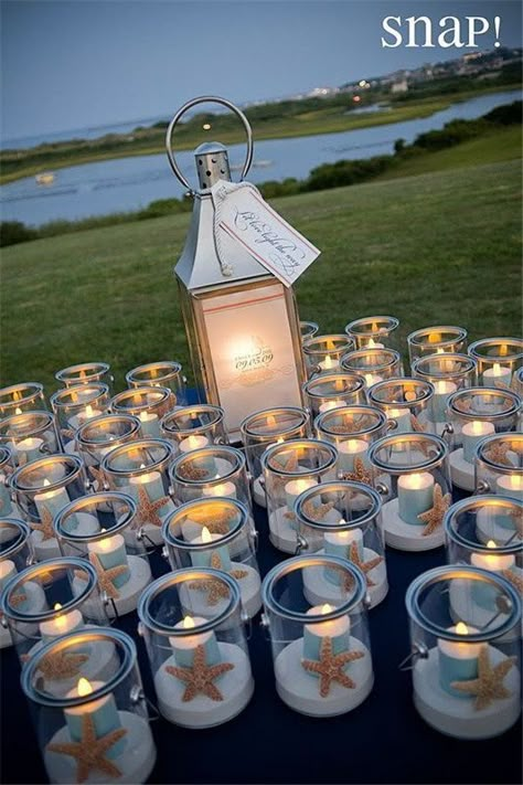 28 Awesome Beach Wedding Decorations That Wow #beachwedding #weddingdecor #wedding #bride #love #weddingday ขวดโหล Mason Jar, Beach Wedding Centerpieces, Rustic Wedding Decorations, Beach Diy, Beach Wedding Decorations, Beach Wedding Favors, Beach Theme Wedding, Nautical Wedding, Romantic Weddings