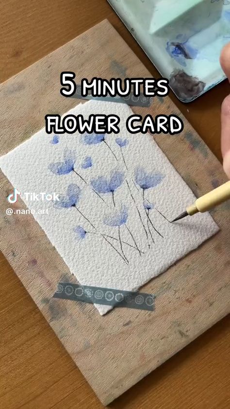 Easy watercolor tutorial for a lovely flower card 💙 Watercolor tutorial by .nano.art 📌 Save for later ! Easy Watercolor Tutorial, Watercolor Templates, Watercolor Pencil Art, Learn Watercolor Painting, Watercolor Beginner, Watercolor Flowers Tutorial, Learn Watercolor, Watercolor Paintings For Beginners, Watercolor Tutorial