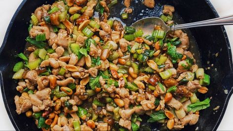 Spicy Chicken Stir-Fry With Celery and Peanuts Recipe | Bon Appetit Stir Fry Ingredients, Chinese Stir Fry, One Skillet Meals, Peanut Recipes, Food And Culture, Chicken Stir Fry, Skillet Meals, Iron Skillet, Spicy Chicken