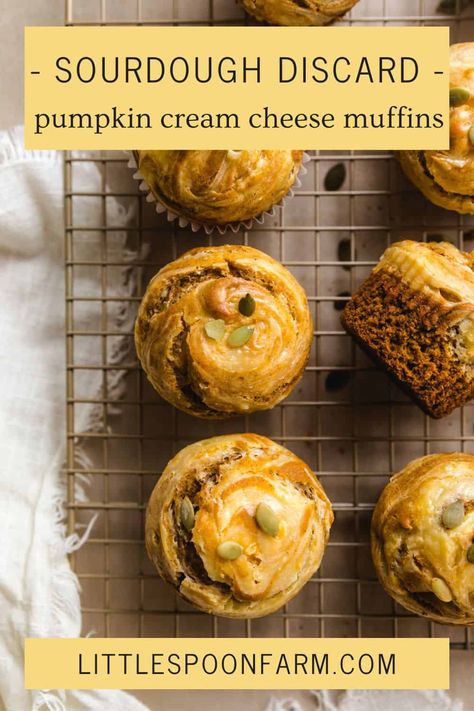 Sourdough Pumpkin Cream Cheese Muffins, Easy Sourdough Discard Muffins, Pumpkin Sourdough Muffins, Pumpkin Sourdough Recipes, Sourdough Pumpkin Recipes, Sourdough Discard Muffin Recipes, Pumpkin Sourdough Bread, Sourdough Pumpkin Muffins, Sourdough Discard Muffins