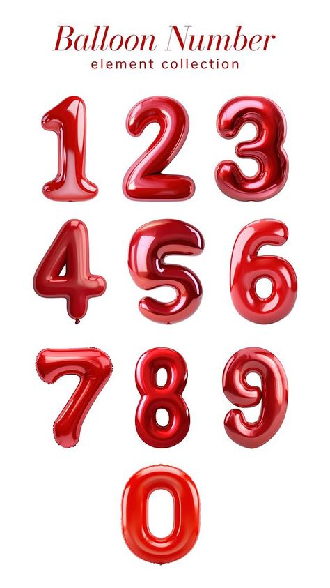 Red number balloon design element set | free image by rawpixel.com / Teddy Canva Numbers Element, Numeros Aesthetic, Food Birthday Party, Yea Party, Celebration Food, Number Drawing, Food Birthday, Red Party, Butterfly Drawing