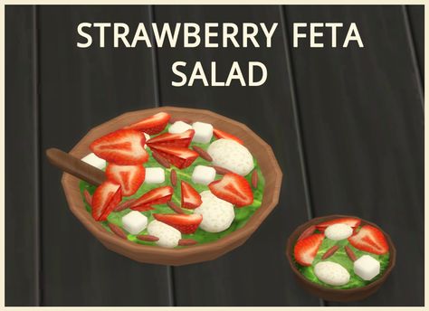 Feta Pecan Salad, Sims 4 Strawberry, Strawberry Feta Salad, Strawberry Feta, Sims 4 Kitchen, Cooking For A Group, Pecan Salad, Tumblr Sims 4, Free Sims