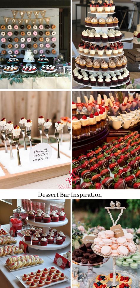 Dessert Favors Wedding, Wedding Catering Ideas Buffet Tables Mini Desserts, Sweets Buffet Wedding, Event Dessert Ideas, Dessert For Wedding Reception Ideas, Gala Dessert Ideas, Make Your Own Dessert Bar, Wedding Cake With Desserts, Dessert Buffets Ideas