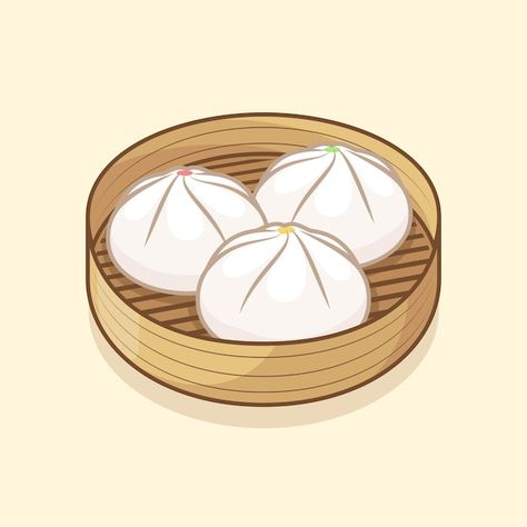 Bao Bun Drawing, Siopao Cartoon, Dimsum Drawing, Bao Bun Illustration, Bao Drawing, Chinese Food Drawing, Dimsum Illustration, Dumpling Drawing, Chinese Food Illustration