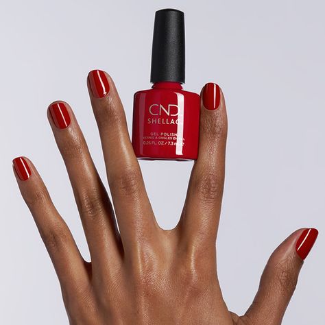 14+ day wear, perfect to carry you into December with scratch-resistant and ultra shine. December Nails Black Women, Red Nail Polish On Dark Skin, Red Nails Brown Skin, Nude Nail Polish For Dark Skin, Dark Skin Nail Polish, Red Nail Polish Colors, Cute Red Nails, Shellac Designs, Bright Nail Polish