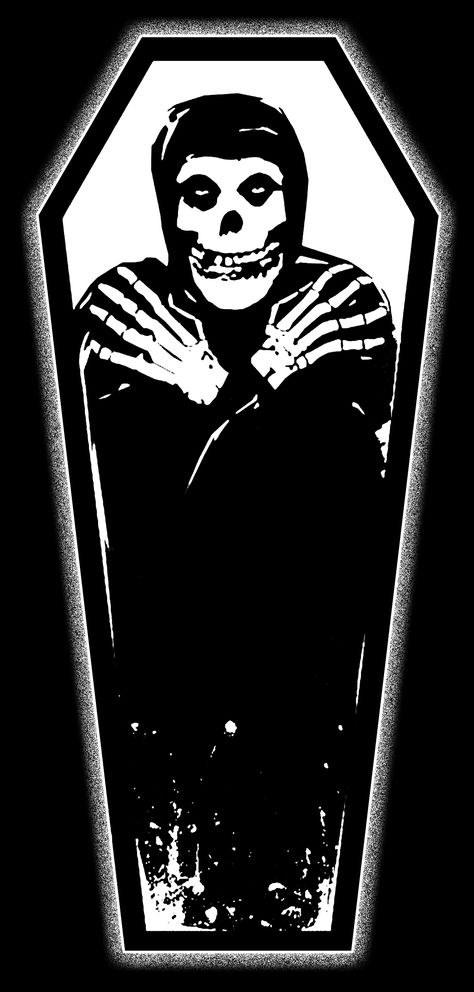 The Misfits Horror Business Coffin The Misfits Wallpaper, Misfits Wallpaper Iphone, Misfits Stencil, Coffin Wallpapers, Misfits Pfp, Misfits Aesthetic, Misfits Art, Misfits Wallpaper, Misfits Band Art