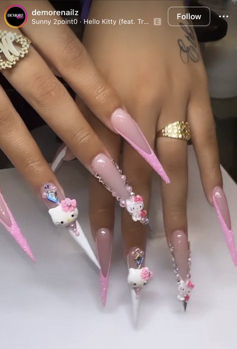 Xl Stiletto Nails, Pink Stiletto Nails, Punk Nails, Drip Nails, Colored Acrylic Nails, Fake Nails With Glue, Short Square Acrylic Nails, Exotic Nails, Long Acrylic Nails Coffin