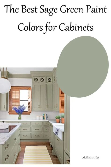 Sage Green Paint Colors Lowes, Sage Painted Kitchen Cabinets, Milk Paint Cabinets Kitchens, Best Sage Green For Kitchen, White Sage Paint Color Kitchen, Green Sage Cabinets Kitchen, Green Cabinets Green Walls, Green Cream Kitchen Cabinets, Dark Sage Green Cabinets Kitchen