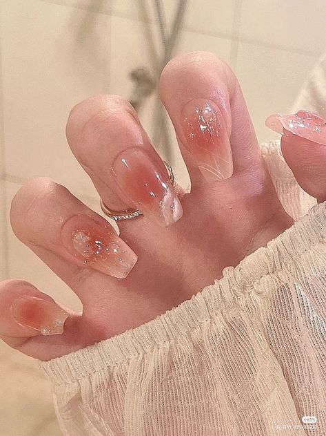 Korean Blush Nails, Ugly Nails, Douyin Nails, Wow Nails, Soft Gel Nails, Minimal Nails, Blush Nails, Pretty Gel Nails, Long Acrylic Nails Coffin