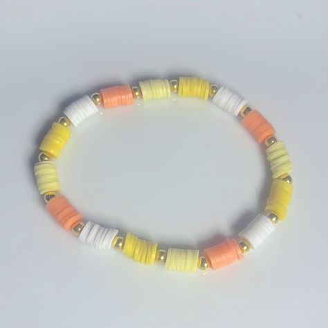 ☀️A Little Bit of Sunshine☀️ clay bead bracelet Yellow Bracelet Ideas, Yellow Clay Bead Bracelet, Clay Bead Inspo, Clay Beads Ideas, Clay Beaded Bracelets, Clay Beads Bracelet, Make Clay Beads, Clay Bead Bracelet Ideas, Bead Bracelet Ideas