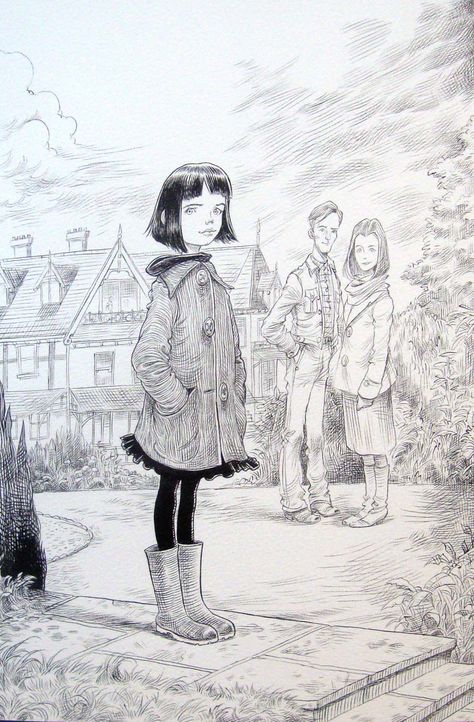 Title page from Coraline (Neil Gaiman), Chris Riddell Coraline Book, Coraline Art, Laika Studios, Chris Riddell, Coraline Jones, A Level Art, Neil Gaiman, Ink Illustrations, Coraline