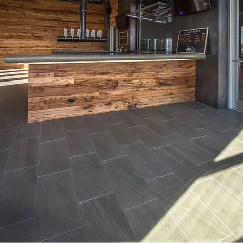 Storm 12" x 24" Porcelain Stone Look Wall & Floor Tile Bar Tile, Stone Look Wall, The Perfect Storm, Black Floor Tiles, Emser Tile, Slate Flooring, Flooring Projects, Black Tiles, Slate Tile