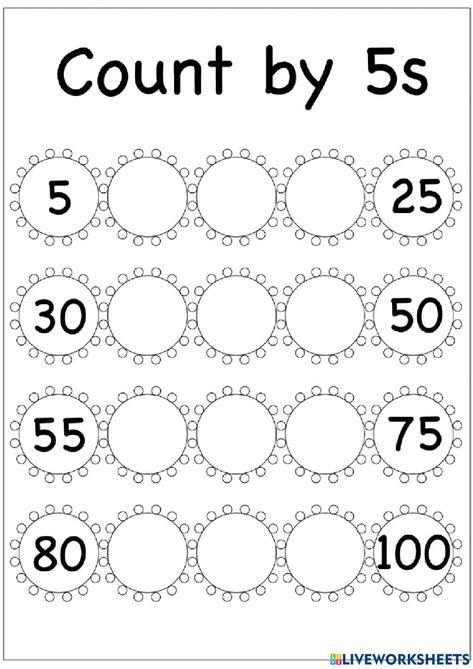 Teaching Counting By Fives, Skip Count By 3 Worksheets, Counting By 10s First Grade, Counting By Fives Worksheet, Count By 5s Worksheet, Counting By 5 Activities Free Printable, Counting Change Worksheets, Counting By 5s Activities, Count By 5's Worksheet Free Printable