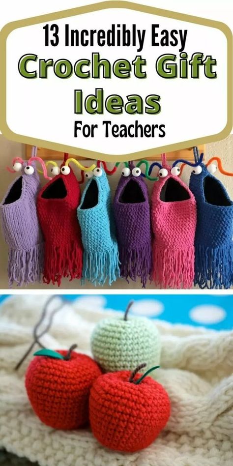 13 Incredibly Easy Crochet Gift Ideas for Teachers (free!) - Little World of Whimsy HandmadeCrochet, CrochetInspiration, CrochetLove Crochet Teacher Gifts Free Pattern, Crochet Gifts For Teachers, Easy Crochet Gift Ideas, Crochet Teacher, Crochet Music, Crochet Teacher Gifts, Gift Ideas For Teachers, Crochet Gift Ideas, Ideas For Teachers