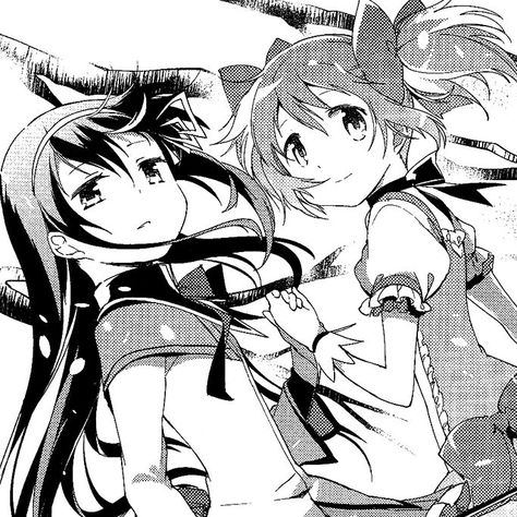 Madoka Magica Black And White, Madoka Manga Icons, Madoka Manga Panels, Madoka Magica Manga Panels, Madoka Manga, Madoka And Homura Matching Icons, Madoka Magica Manga, Homura And Madoka, Madoka And Homura