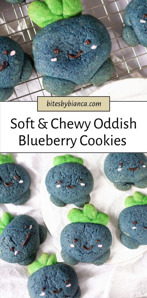 Make kawaii cookies with this fun Asian dessert recipe! Enjoy amazing food art that's adorable and sweet. These Pokemon cookies are Oddish cookies that are easy to make for a birthday girl. These decorated, blueberry treats are perfect homemade cute blueberry cookies! Pokemon Cookies, Blueberry Treats, Make Kawaii, Cute Blueberry, Jam Making, Kawaii Cookies, Rubber Spatula, Asian Dessert, Blueberry Powder