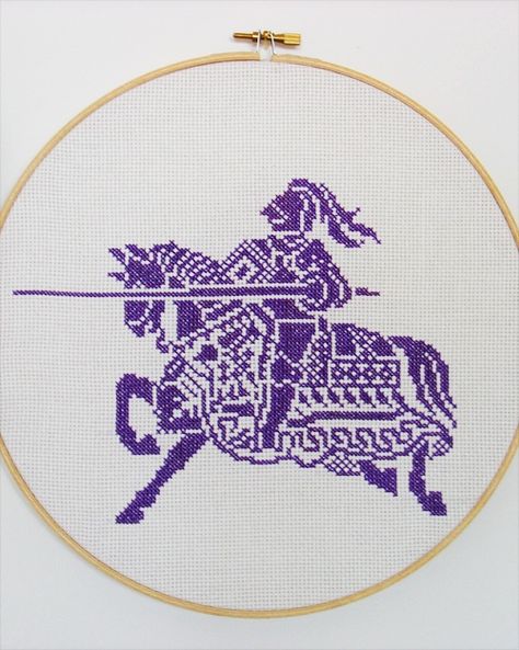 Cross Stitch Medieval Pattern, Medieval Cross Stitch Patterns, Medieval Needlepoint, Knight Cross Stitch, Medieval Quilt, Medieval Cross Stitch, Medieval Embroidery, Cross Stitch Silhouette, Fantasy Cross Stitch