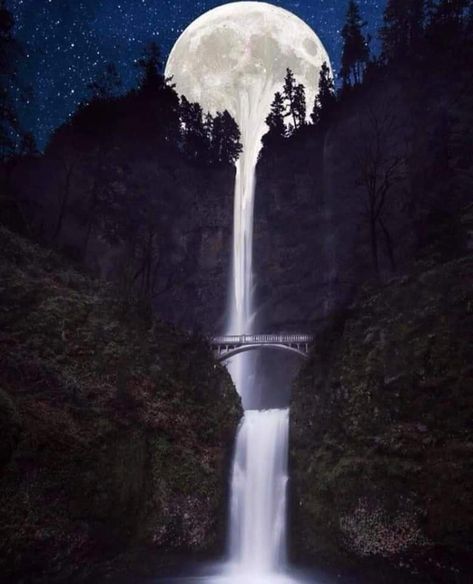 Moon Melting, Rumi Love, Multnomah Falls, Look At The Moon, Beautiful Places Nature, Cool Pictures Of Nature, Oregon Coast, Fantasy Landscape, Graphic Poster