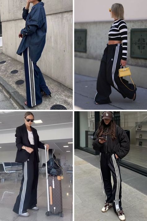 How To Style Track Pants With Outfit Ideas Track Pants Outfit Women, Adidas Track Pants Outfit, Outfits Women Aesthetic, Adidas Pants Outfit, Track Pants Outfit, Adidas Outfit Women, Winter Pants Outfit, Chic Outfit Ideas, Track Pants Women