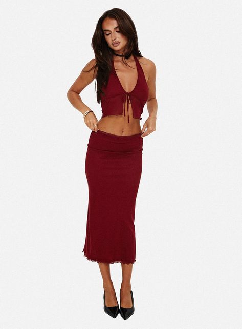 Mia Ortiz Mirror Palais, Low Rise Maxi Skirt, Womens Loungewear Sets, Clubbing Outfits, Skirt And Top Set, Top Halter, Disco Outfit, Crop Top Skirt, Going Out Outfits