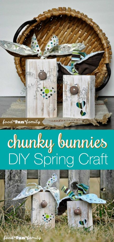 5x5 Wood Square Crafts, Chunky Bunny, Adorable Crafts, 2x4 Crafts, Diy Frühling, Diy Spring Crafts, Wooden Signs Diy, Spring Craft, Peter Cottontail