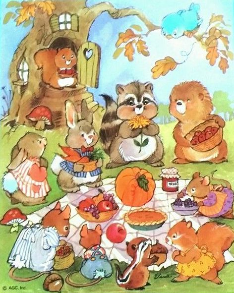 Picnic Stickers, Fairytale Animals, Autumn Playlist, Celebrate Each New Day, List Background, Woodland Animal Art, Fall Picnic, Thanksgiving Images, Autumn Illustration