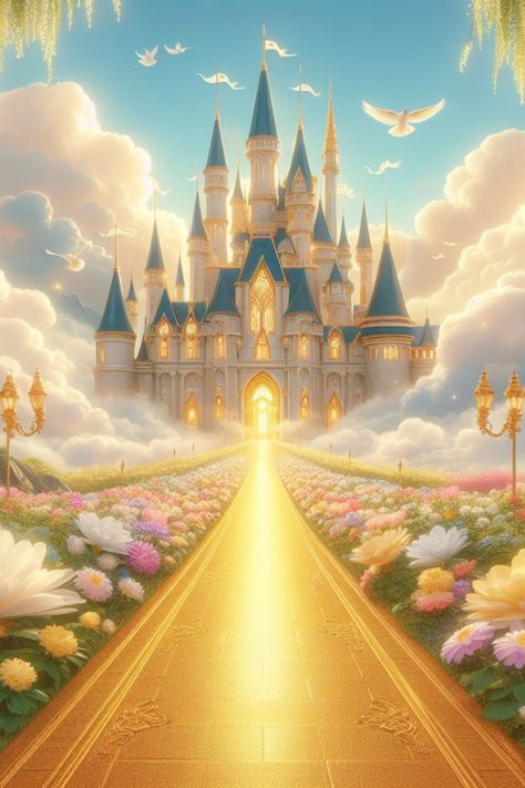 Castle Illustration, Concert Stage Design, Natural Fence, Lakeside Cabin, Heaven Art, Spiritual Artwork, Flyer And Poster Design, Fantasy Castle, Disney Castle