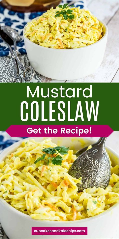 Mustard Slaw Recipe, Mustard Coleslaw Recipe, Mustard Coleslaw, Healthy Coleslaw Recipes, Bbq Side Dish, Best Vegetable Recipes, Easy Summer Side Dishes, Easy Coleslaw, Coleslaw Recipe Easy