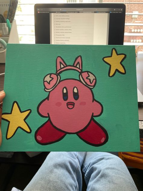 Kirby Acrylic Painting, Kirby Painting, Painting Anime, Acrylic Canvas Painting, Paintings Canvas, Acrylic Canvas, Canvas Paintings, Kirby, Acrylic Painting