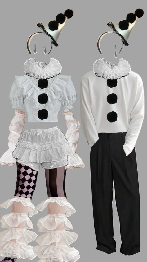 Clown Couple, Pierrot Costume, Pierrot Clown, Couple Costumes, Clown Costume, Couples Costumes, Halloween