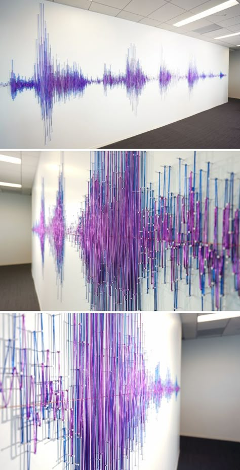 Sound Wave Sculpture, Music Installation Art, Sound Design Aesthetic, Sound Installation Art, Sound Waves Aesthetic, Installation Art Interactive, Networks Art, Sound Painting, Soundwave Design